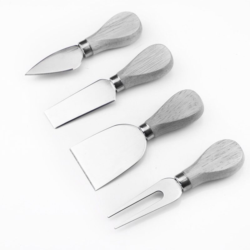 4 st/set trähandtagsset bardset ek bambu ostskärare kniv skärningssats kök ostskärare användbara matlagningsverktyg