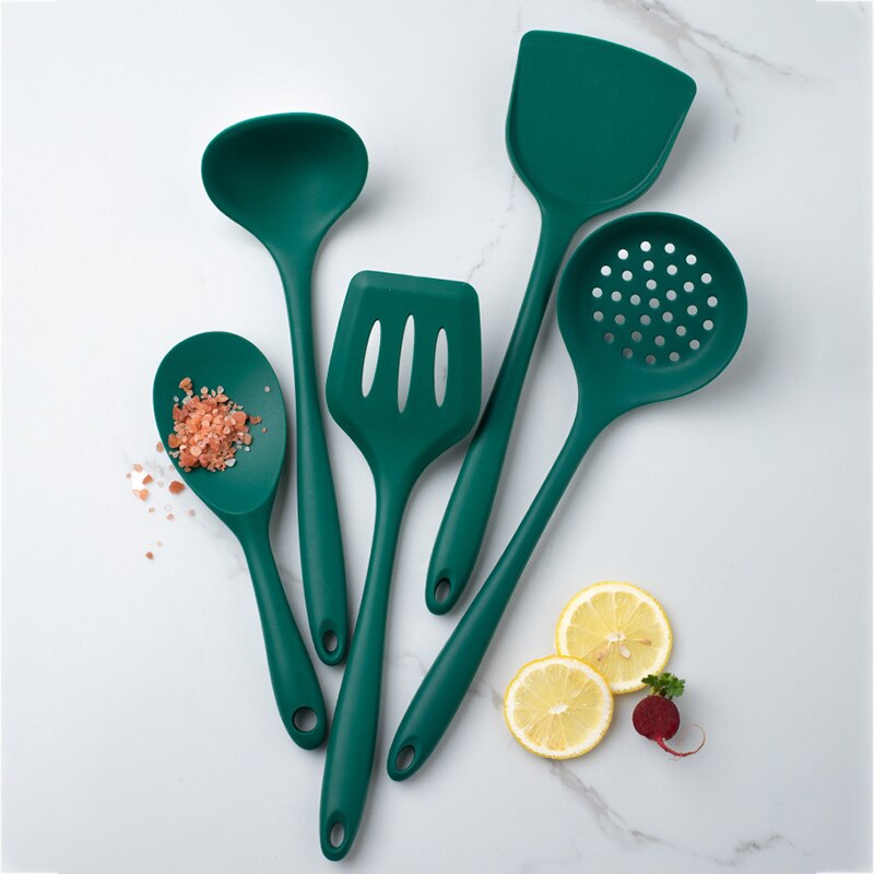 Long Handle Non-stick Kitchen Cookware Spatula Set Colander Spoon Safe Food Grade Silicone Spatula Kitchenware Kitchen Gadgets