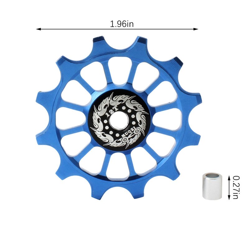 12T Dentata Della Bicicletta Ruota in Lega di Alluminio Della Bicicletta Negativo Positivo Dente Ruota Deragliatore Posteriore Della Bici di Guida Puleggia Accessori: Blu