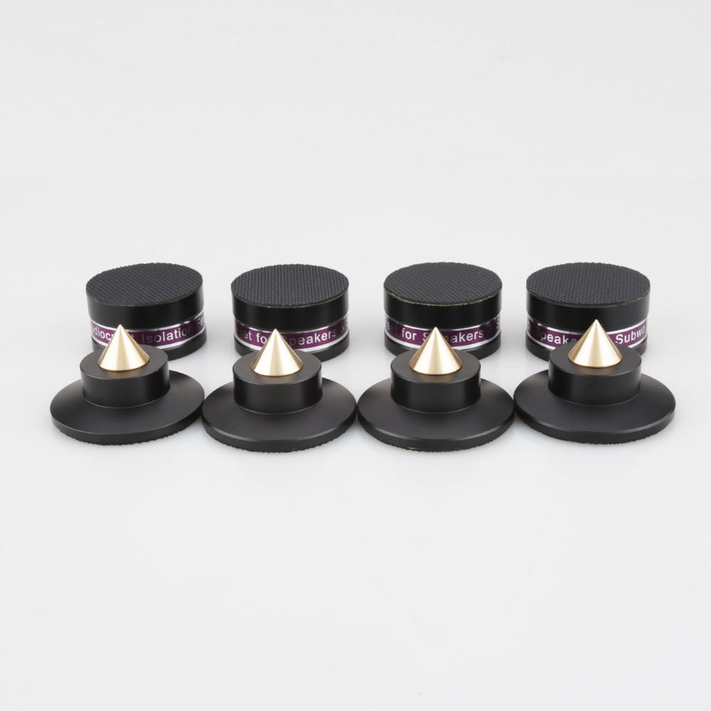 4 Stuks Aluminium Black &amp; Silver Shockproof Spike + Pad Isolatie Stand Hifi Versterkers