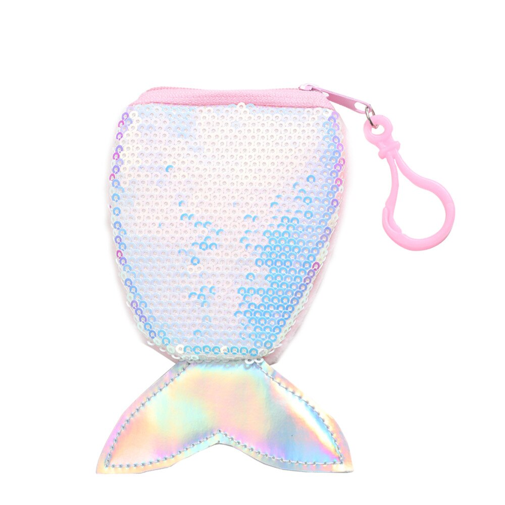 Vrouwen Zeemeermin Staart Pailletten Portemonnee Crossbody Tassen Houder Portemonnee Pouch: Zilver