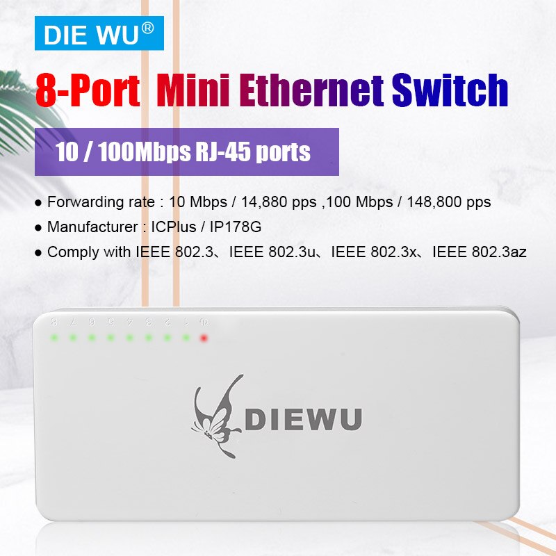 TXE114 8 Port 10/100Mbps Fast Ethernet Switch/Mini/Desktop Ethernet Splitter/Ethernet Hub/plug En Play/Fanless Rustig