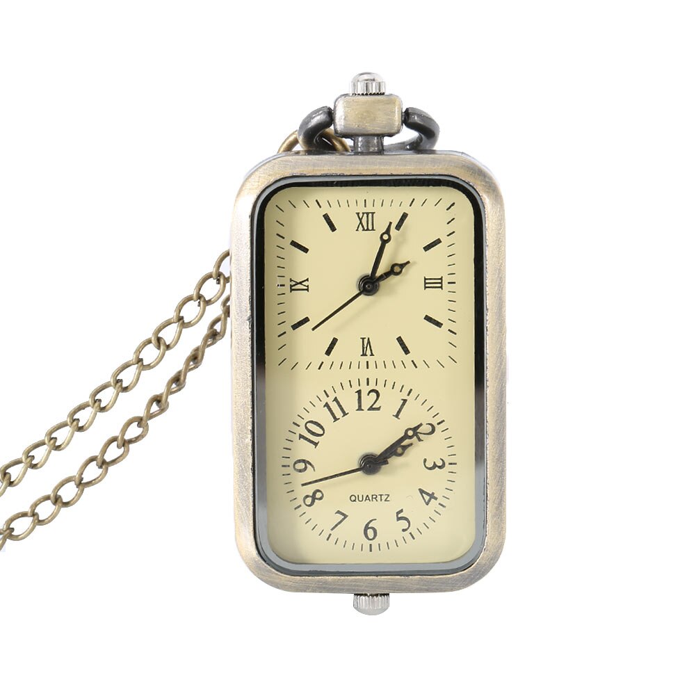 Vintage quartz steampunk zakhorloge met dubbele tijdzone beweging, kettingklok xrq 88