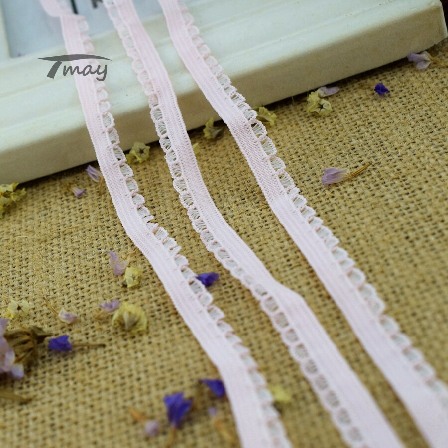 #1399 Latest Light Pink Colour Edge Elastic Bands Scallop rubber bands for hair Lace Trim Elastic Ribbon Baby Girl skirt