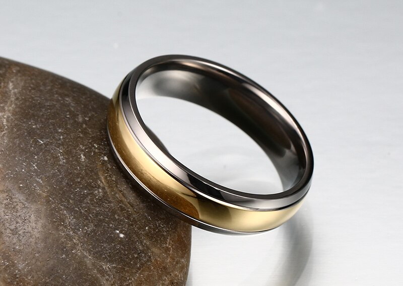 Vnox Titanio Anelli per le Donne Monili di Cerimonia Nuziale Elegante Oro-colore Puro Titanio non Allergiche