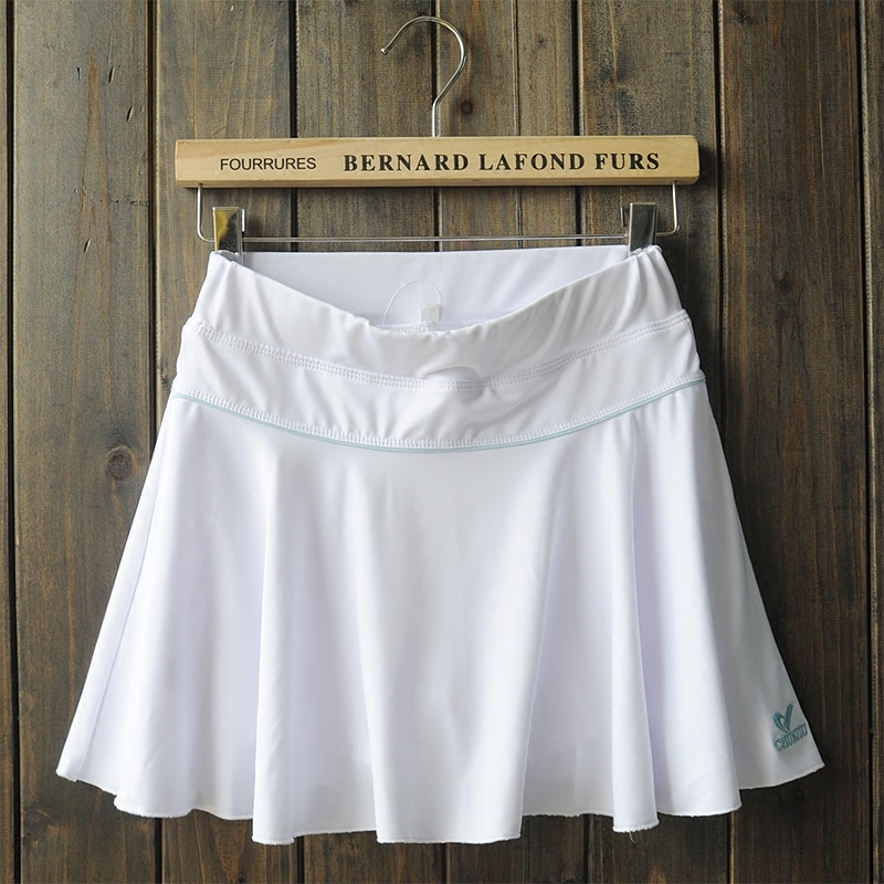 Sommer kvinder badminton sportsnederdele tennis skorts drapering nederdel en delt nederdel lotus leaf stretch til piger: Hvid / Xxxl