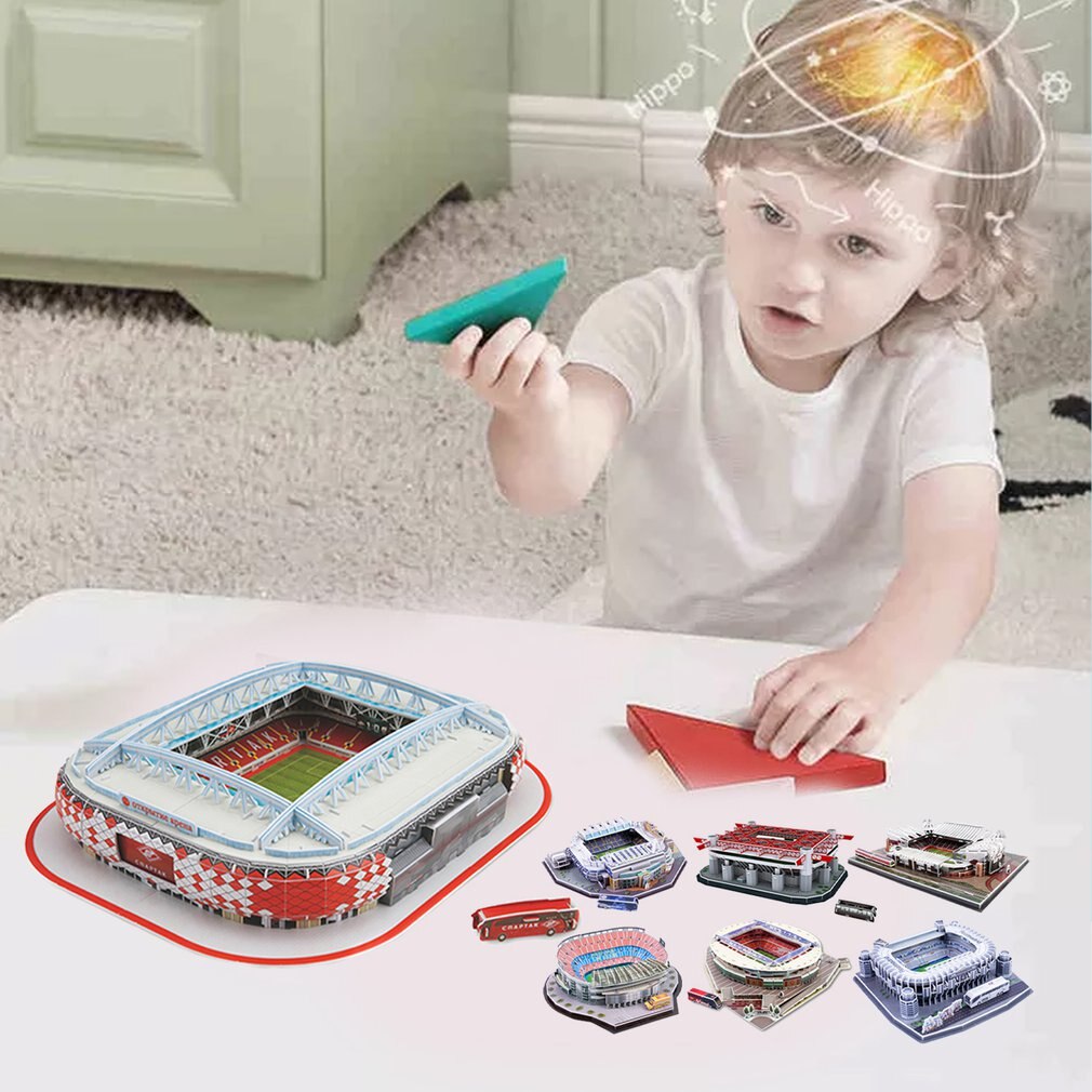 FAI DA TE 3D Jigsaw Puzzle Del Mondo Stadio di Calcio di Calcio Europeo Parco Giochi Costruzione del Modello Assemblato Giocattolo Di Puzzle Per I Bambini