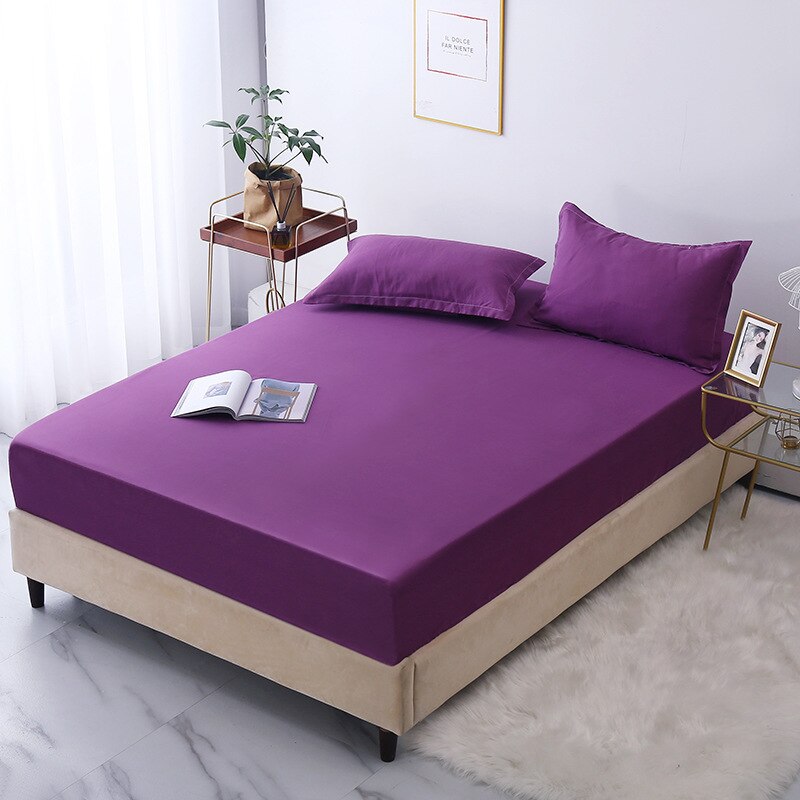 Effen Kleur Zwart All-Inclusive Matrashoes Zachte Schuren Koning Queen Size Bed Hoeslaken Niet Inclusief Kussensloop: 137x200x28cm / Purple