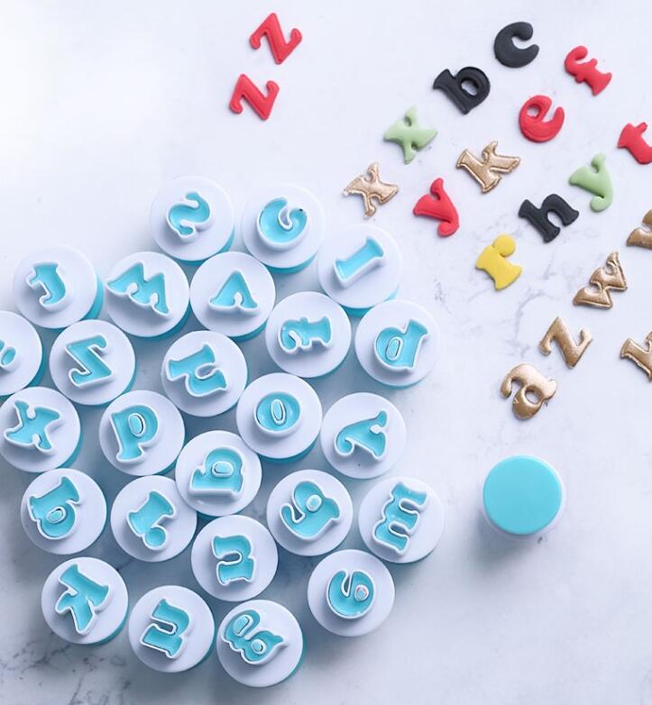 Bakervarer form brev fondant cookie kutter 26 stk butikk bokstaver alfabetet og 10 stk antall kake dekorasjonsverktøy gyh