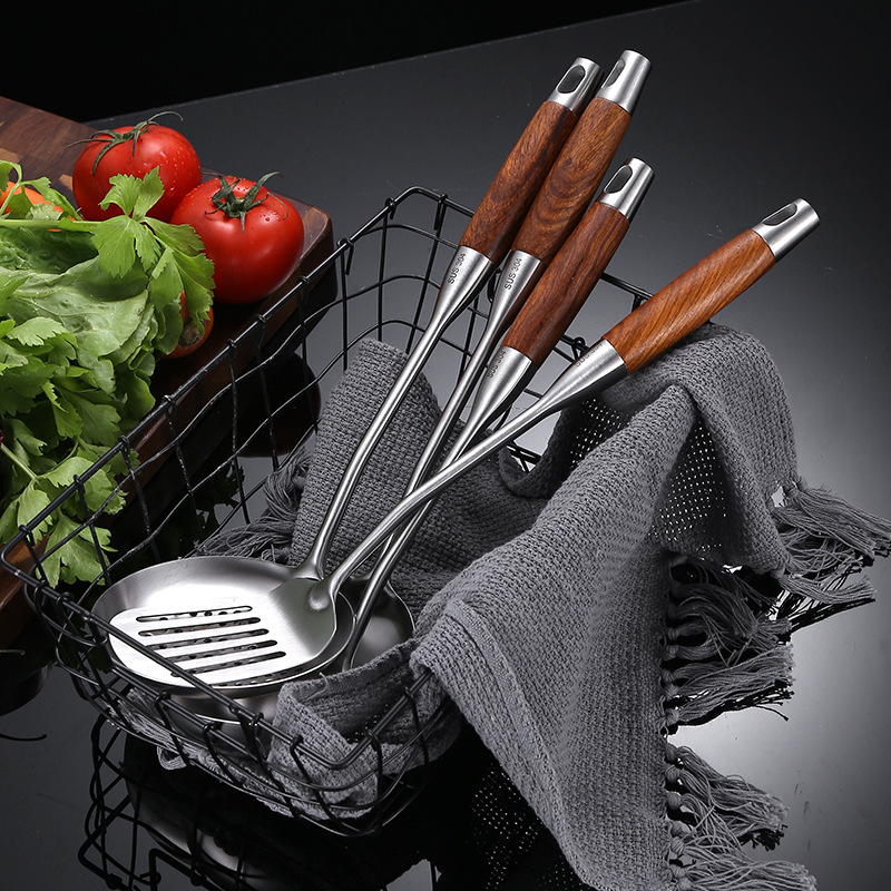 Stainless Steel Spatula and Soup Spoon Spatula Colander Anti-Scald Insulation Four-Piece Kitchen Set Kitchen Cooking Set