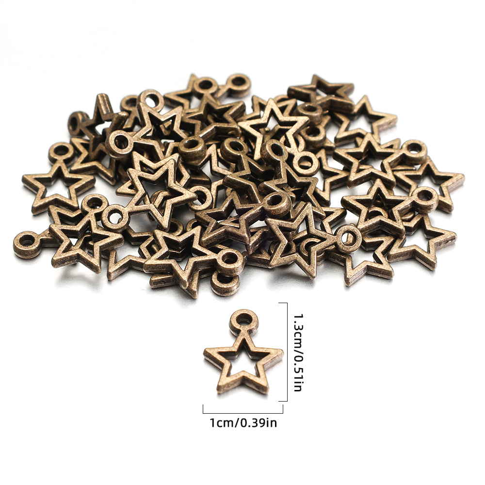 Dijes estrella DIY colgantes Metal pentagrama Vintage plata bronce joyería accesorios para pulsera collar artesanía hecha a mano