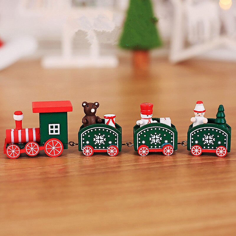 4 Knopen Houten Kerst Trein Ornament Kerst Decoratie Voor Thuis Kerstman Speelgoed Ambachten Tafel Deco Xmas jaar: Green