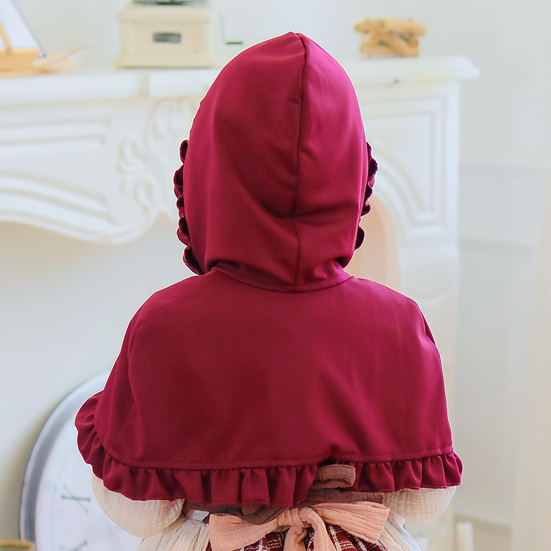 Halloween lolita capa capa capuz xale curto robe amarrado pouco vermelho equitação traje outono inverno doce plissado arco para estudante menina