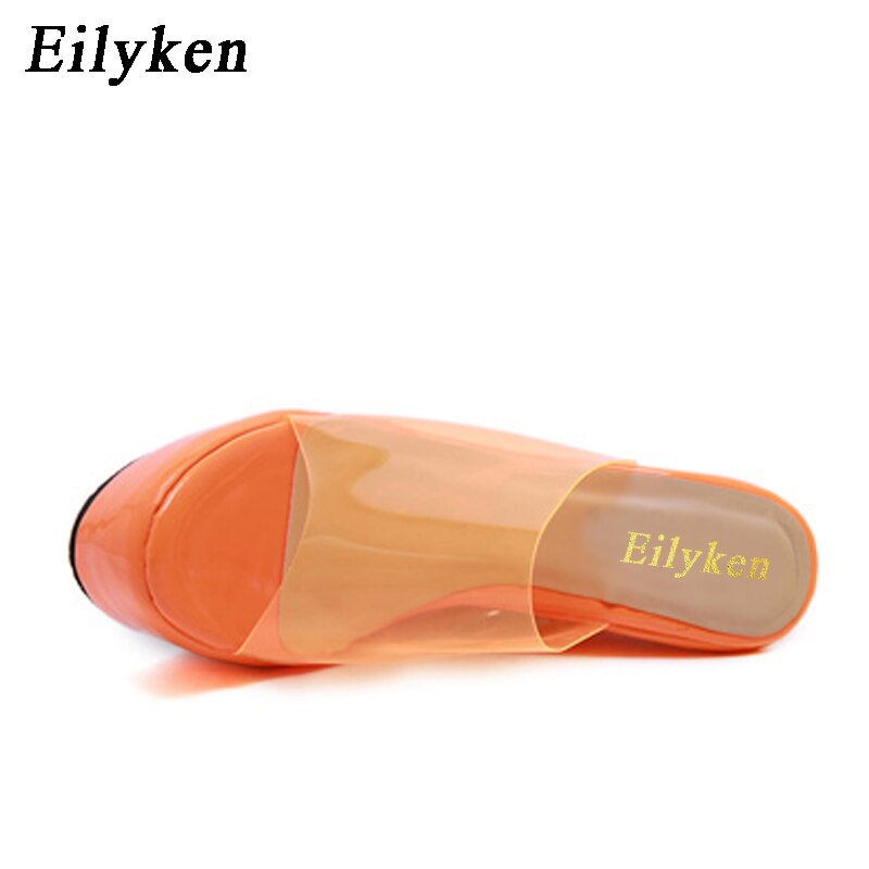 Eilyken pvc jelly orange gul plattform wedges tofflor för kvinnor rejäla tofflor sandaler skor storlek 35-42