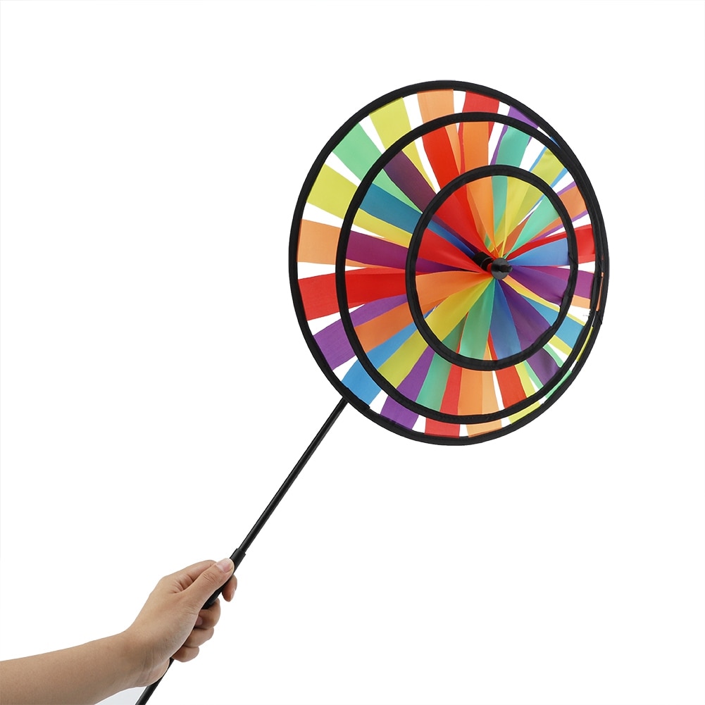 Pvc Pinwheel Windmolen Multicolor Regenboog Triple Wiel Windmolen Pinwheel Draaimolen Kids Speelgoed Garden Party Outdoor Decor