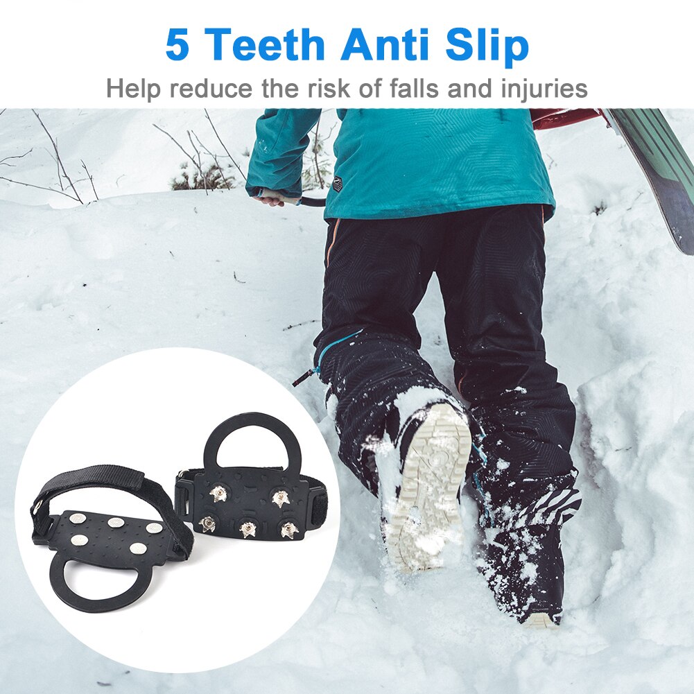 1 Paar 5 Tanden Wandelen Anti Slip Magic Sticker Ice Gripper Stijgijzers Verstelbare Outdoor Draagbare Universele Sport Sneeuw Wandelen