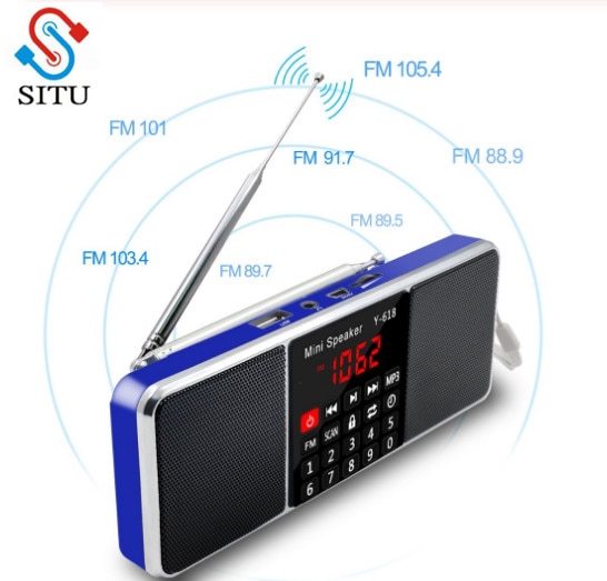 Situ Draagbare Mini FM Radio Ontvanger Speaker MP3 Speler Ondersteuning TF Card USB Drive LED Scherm de Tijd Shutdown Dab radio