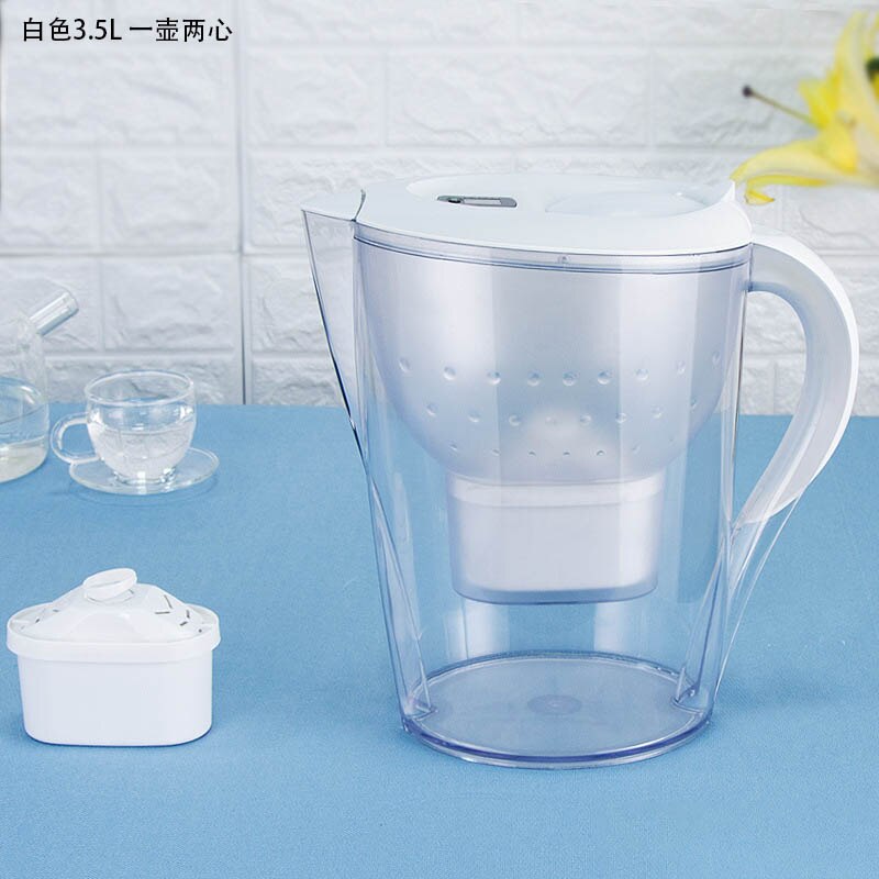 Water Filter Kettle Household Water Jug Activated Carbon Purifier Water Pitcher Kitchen Office Water Bottle Jug Drink Water Tool: White