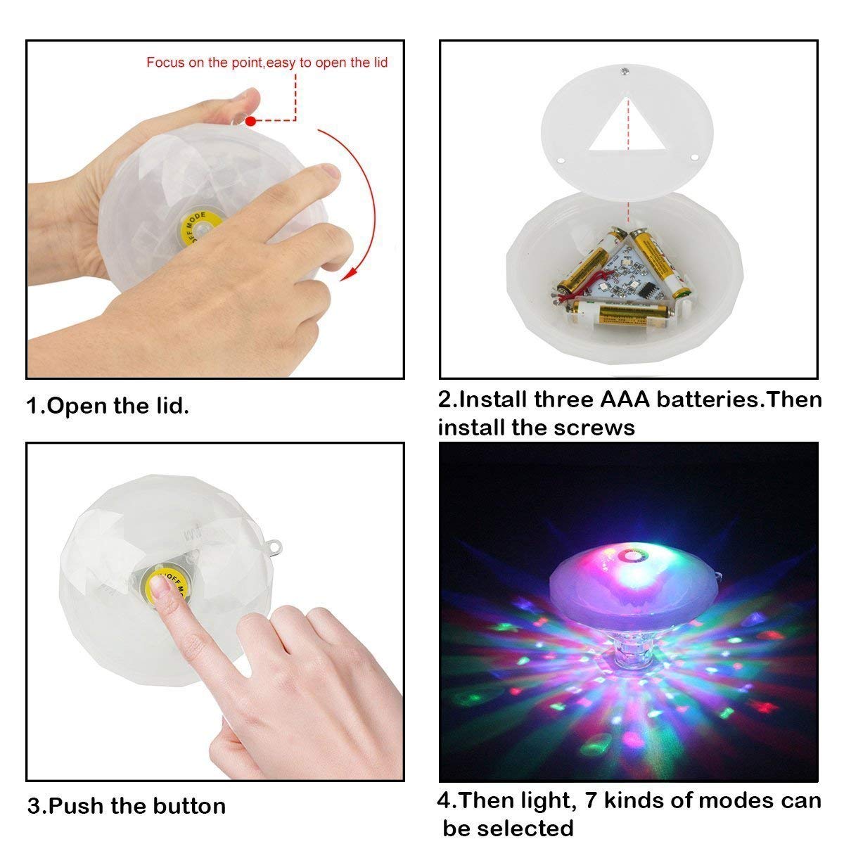 Lámpara LED de Disco sumergible RGB con luz flotante subacuática, 2/4/8 Uds., lámpara de baño para bebés y Spa para piscina y piscina, espectáculo de luces