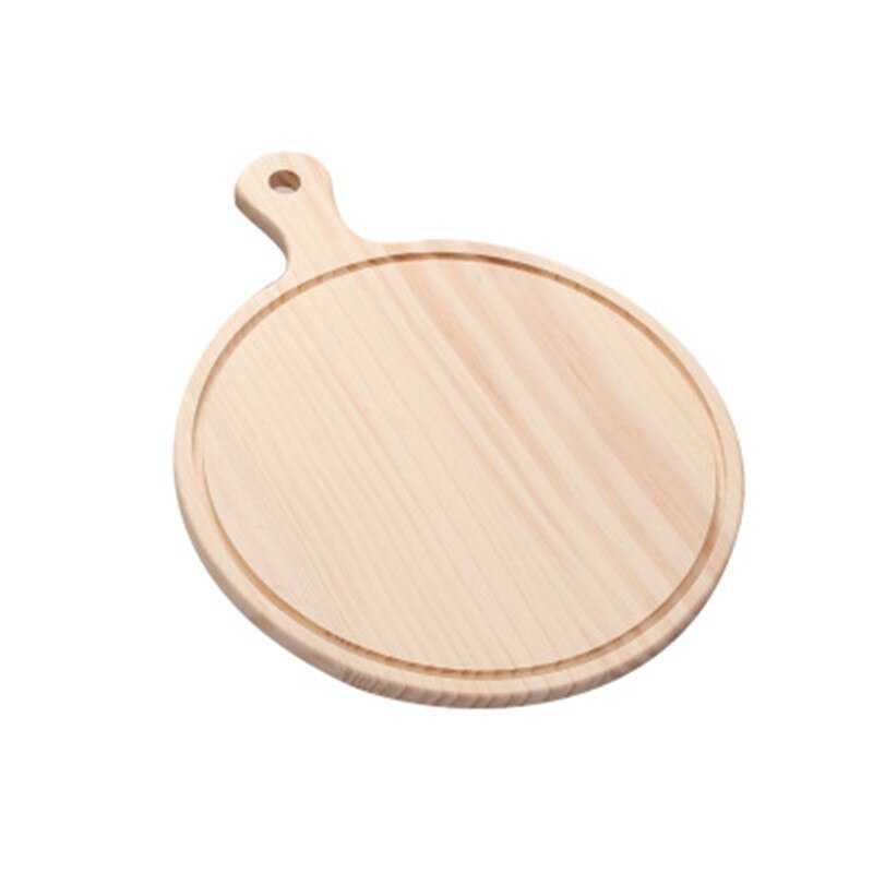 Wooden Pizza board Round with Hand Pizza Baking Tray Pizza Stone Cutting Board Platter Pizza Cake Bakeware Tools: 9 inch