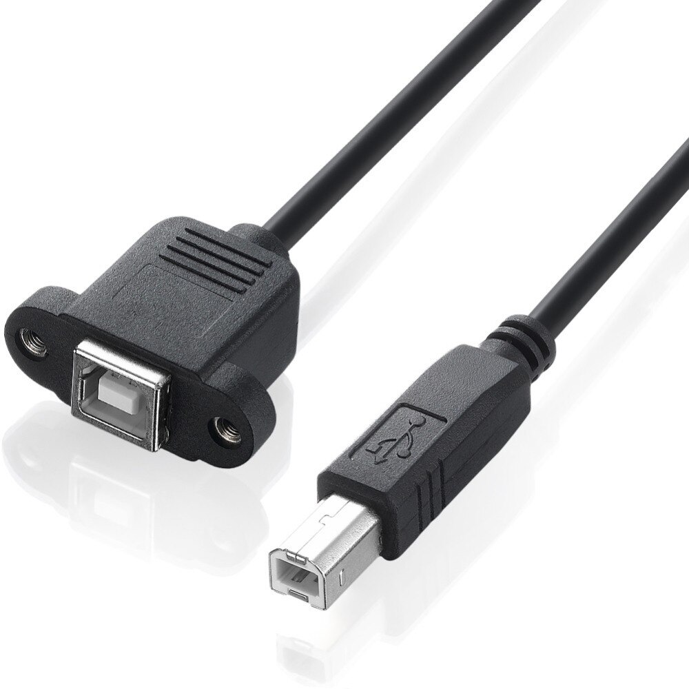 Bochara USB 2.0 Type B Male to Type B Female Printer Extension Cable With Panel Mount Screw Hole 30cm 50cm 100cm 150cm