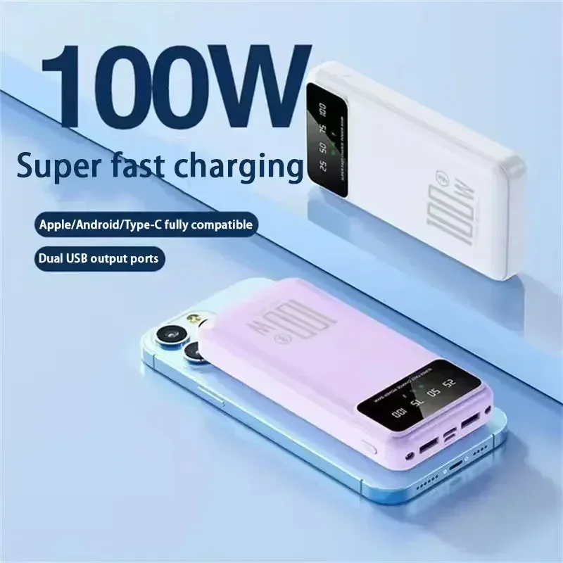 100000 mah powerbank med 100w superhurtig opladning, bærbar ekstern batterioplader