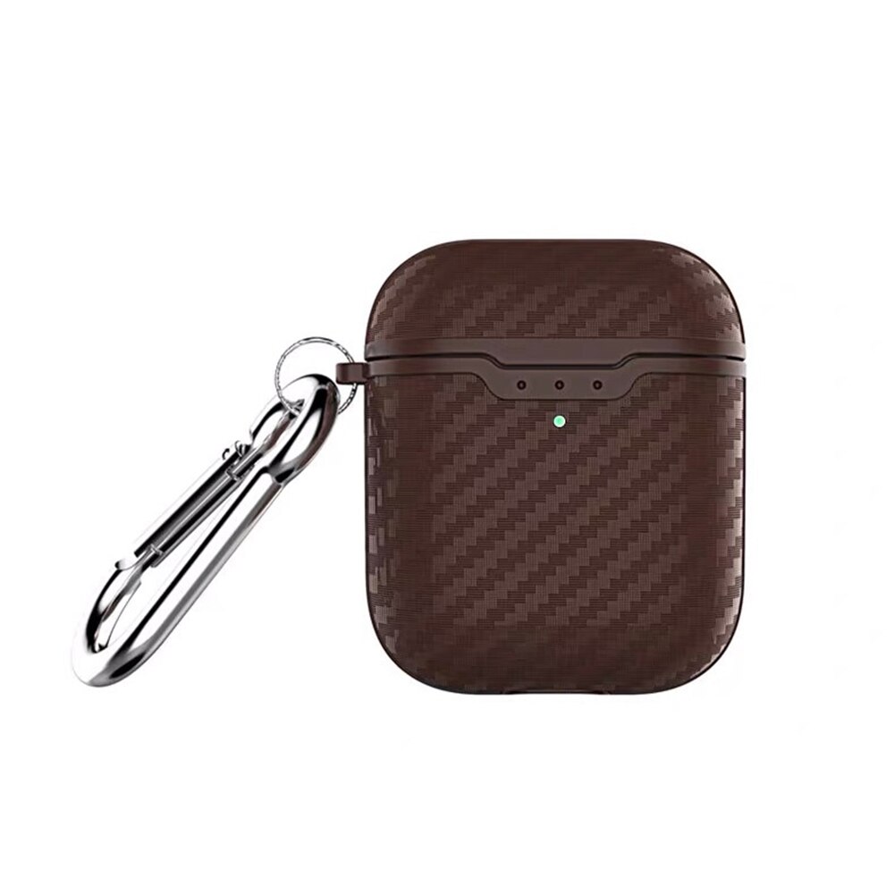 Funda protectora de fibra de carbono a prueba de polvo para AirPods 1/2, auricular Bluetooth: Brownfor AirPods 2