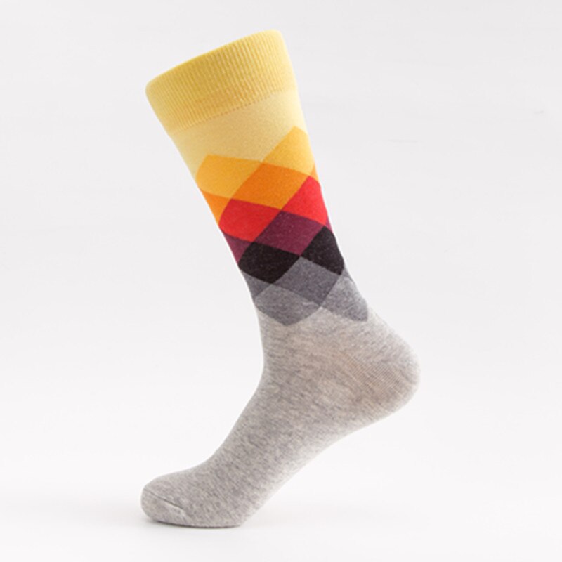 European Men's Socks Classic Colorful Sox Man Cotton Crew Casual Sport Socks Stripe and Cell Socks 1 Pair Socks Large Size Sox: C3