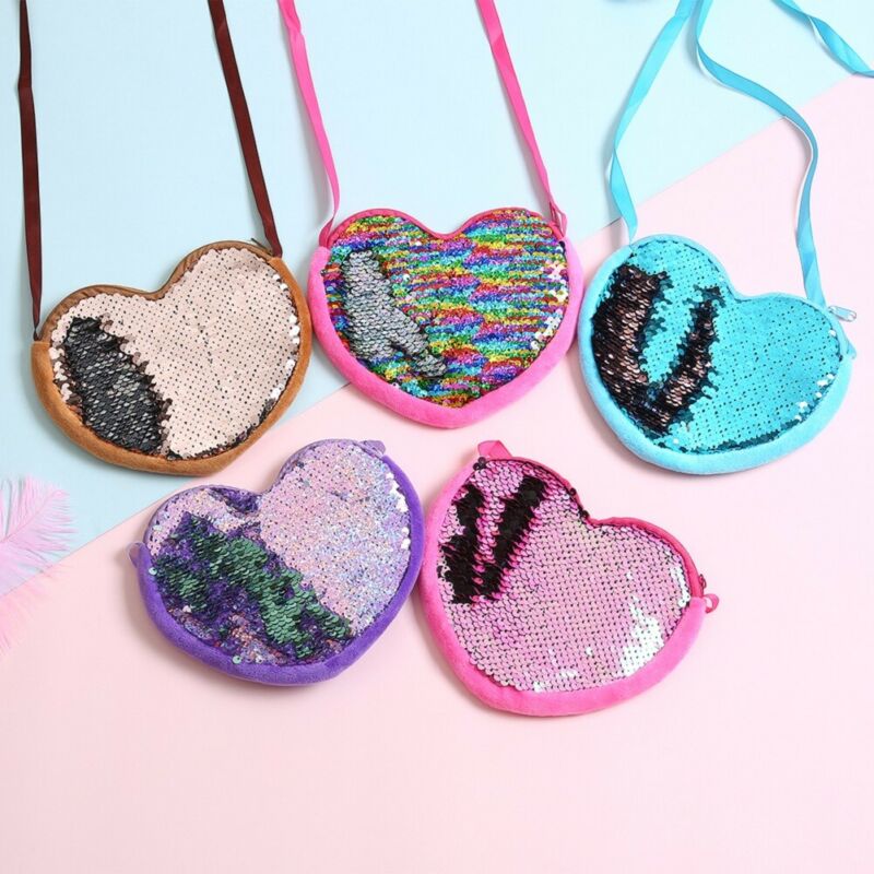 Kind baby meisje tas portemonnees liefdeshartjes pailletten crossbody portemonnee portemonnee clutch tassen