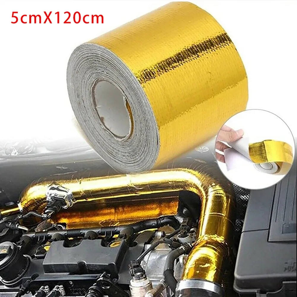 Goud Thermische Uitlaat Tape Luchtinlaat Warmte-isolatie Shield Wrap Reflecterende Hoge Temperatuur Isolatie Tape Folie Tape Voor Auto E: Army Green