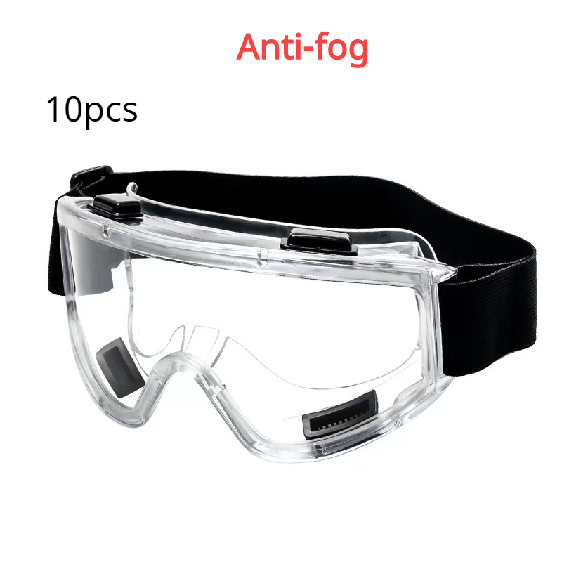 Sikkerhedsbrille anti-stænk støvtæt vindtæt laboratoriebriller øjenbeskyttelse industriel forskning sikkerhedsbriller klar linse: 10 stk anti-dug klar
