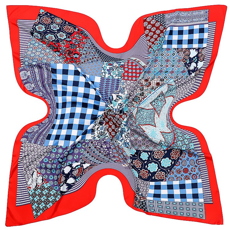 Vintage sidenscarf kvinnor foulard satin sjal scarfs tryck stor storlek fyrkantiga silke hår huvudsjalar