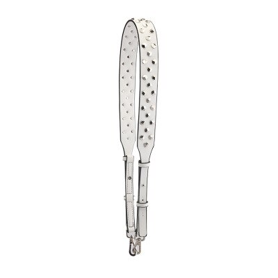 PU Rivet Wide Crossbody Bag Strap For Women PU Adjustable Long Handbag Belt Female Metal Replacement Shoulder Bag Strap: White (Silver)