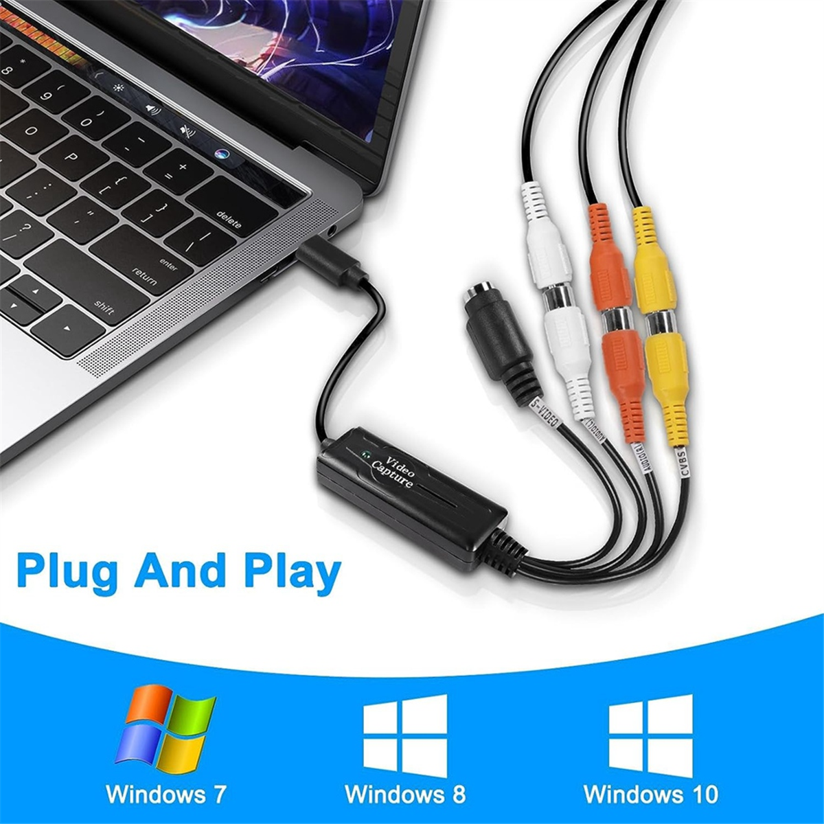 Rca av zu usb c konverter video aufnahme karten adapter 1 kanal av ntsc pal video s video/composite zu usb konverter