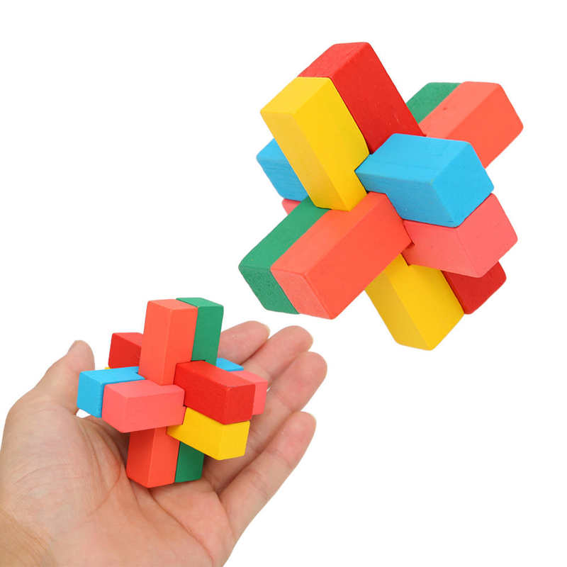 Wooden Brain Puzzle Teaser Lightweight Brain Puzzle Lock Toys Fine Workmanship Promote Brain Development 6 In 1 Educational for