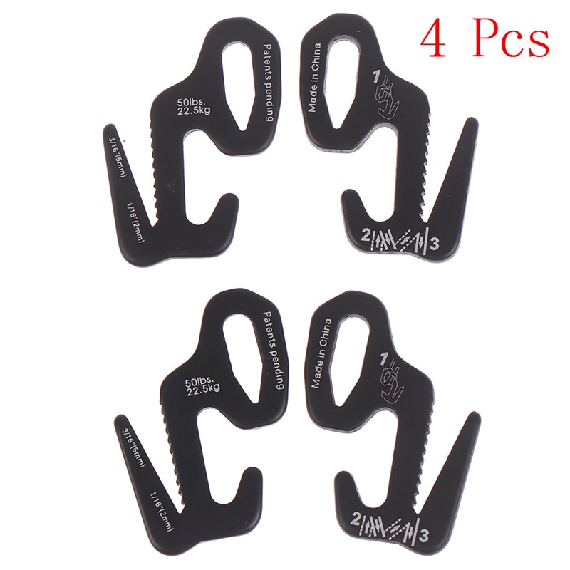 4 stuks 9- vormige draagbare tenttouwgespen, trekker en spanner, zwarte touwgespstopper, outdoor kampeerkoordbevestigingsgereedschap