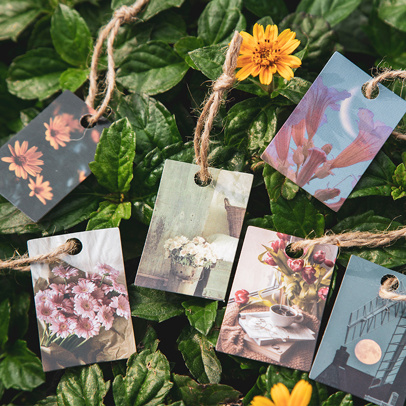 100 Stück Frühling Sommer Herbst Winter Kraftpapier Mini Grußkarte INS Blume Postkarte Brief Umschlag Dekoration LOMO Karten