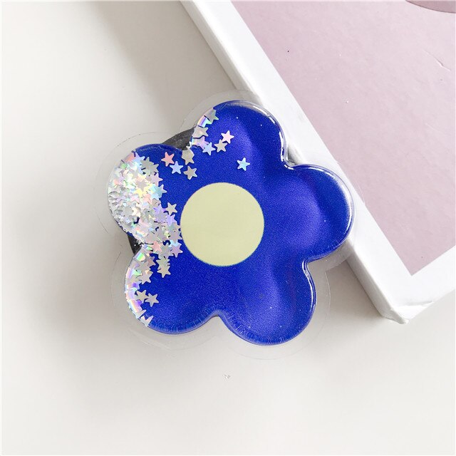 Fruit Juice Bear Flowers Cat Claw Pattern Quicksand Glitter Expanding Phone Holder Desk Stand Universal Cell Phone Bracket: 24