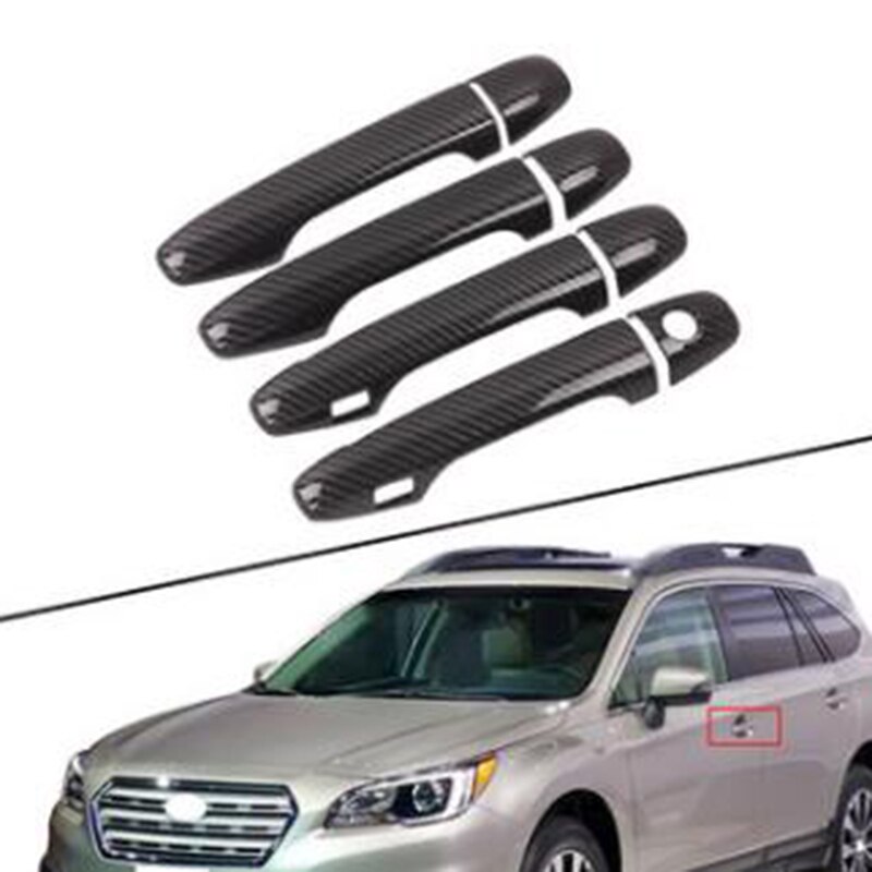 Carbon Fiber Protect Door Handle Cover Accessories with Keyhole for Subaru Outback XV Crosstrek