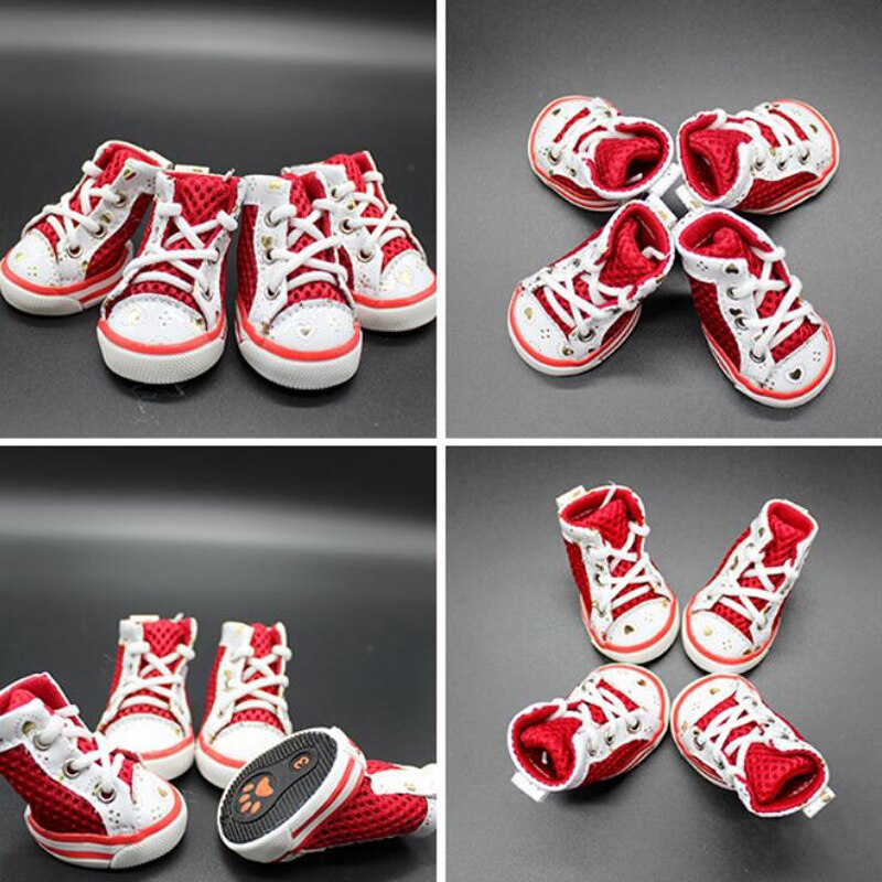 4cs/set chien anti-dérapant chien chaussures baskets respirant chaussons chiot hiver chat chaussures botte pour petits chiens Chihuahua Teddy