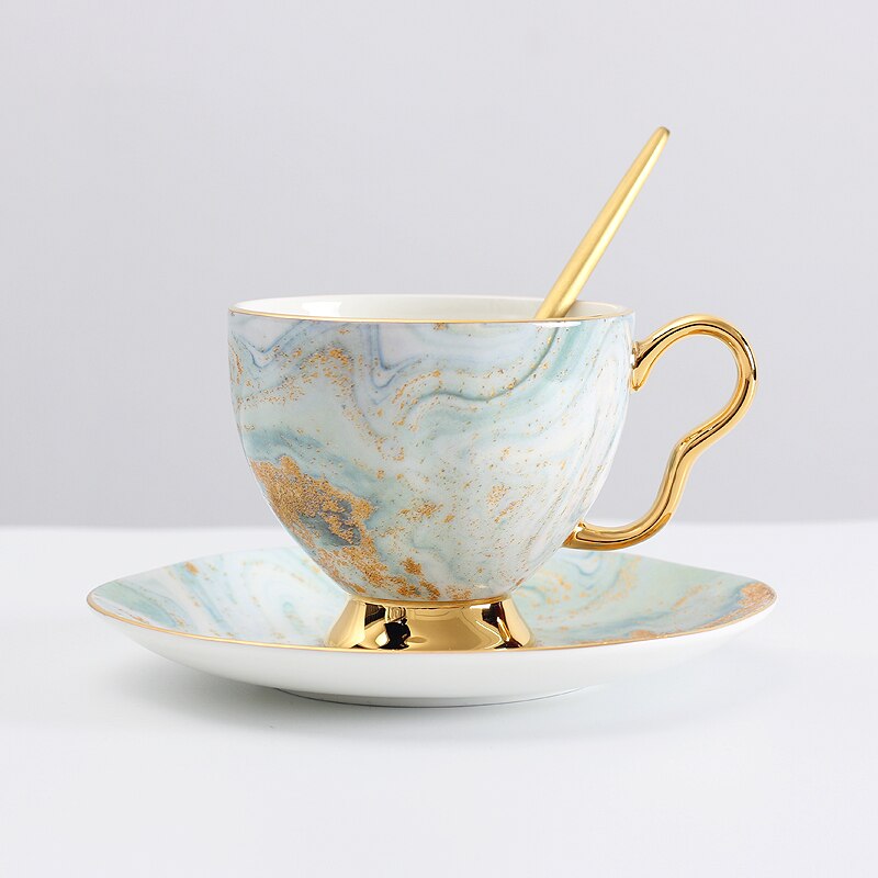 Mugs Coffee Cups Porcelain Coffe Cup Bone China Coffeeware Tea Cups And Saucer Sets Birthday Wedding Decoration: Style B