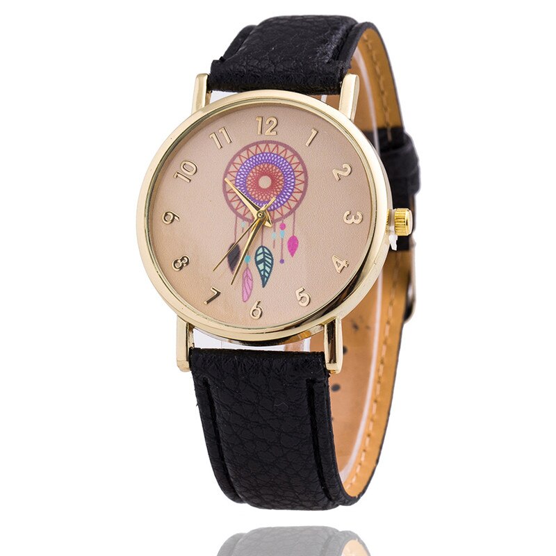 Reloj atrapasueños de para mujer, relojes casuales, de cuero, de cuarzo, LZ4097