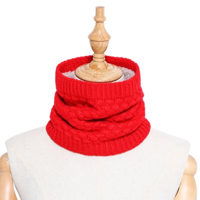 Outdoor Winter Scarves Warm Brushed Knit Neck Warmer Circle Go Out Wrap Cowl Loop Snood Shawl Ski Climbing Scarf For Men Women: Red