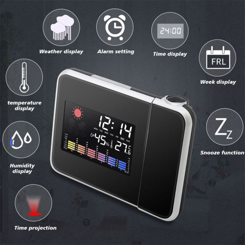 Tisch Uhr Digital Wecker mit Projektion Decke Projektor Wecker Temperatur Thermometer Zeit Datum
