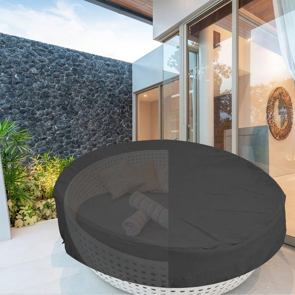 210D Oxford Doek Zwarte Ronde Meubilair Tafel Cover Outdoor Ronde Waterdichte Daybed Cover Stofdicht Tuinmeubelen Cover