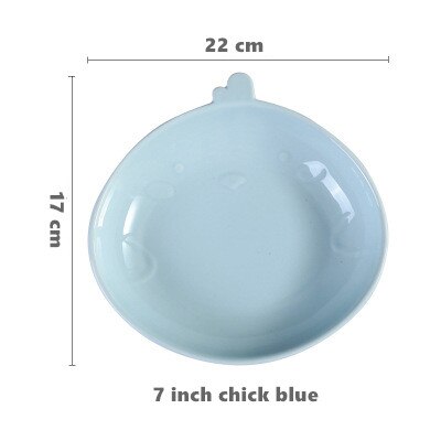 Children's plate cartoon cute plate fruit salad plate home Western sushi snack dish dish ceramic plate: chick blue