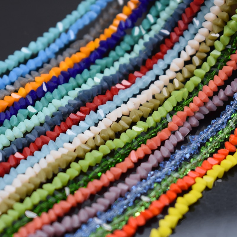 Solid 26 color 2mm 130pcs Triangle Crystal Glass Beads Seed Czech Beads For Jewelry Making DIY Needlework Earring Necklace