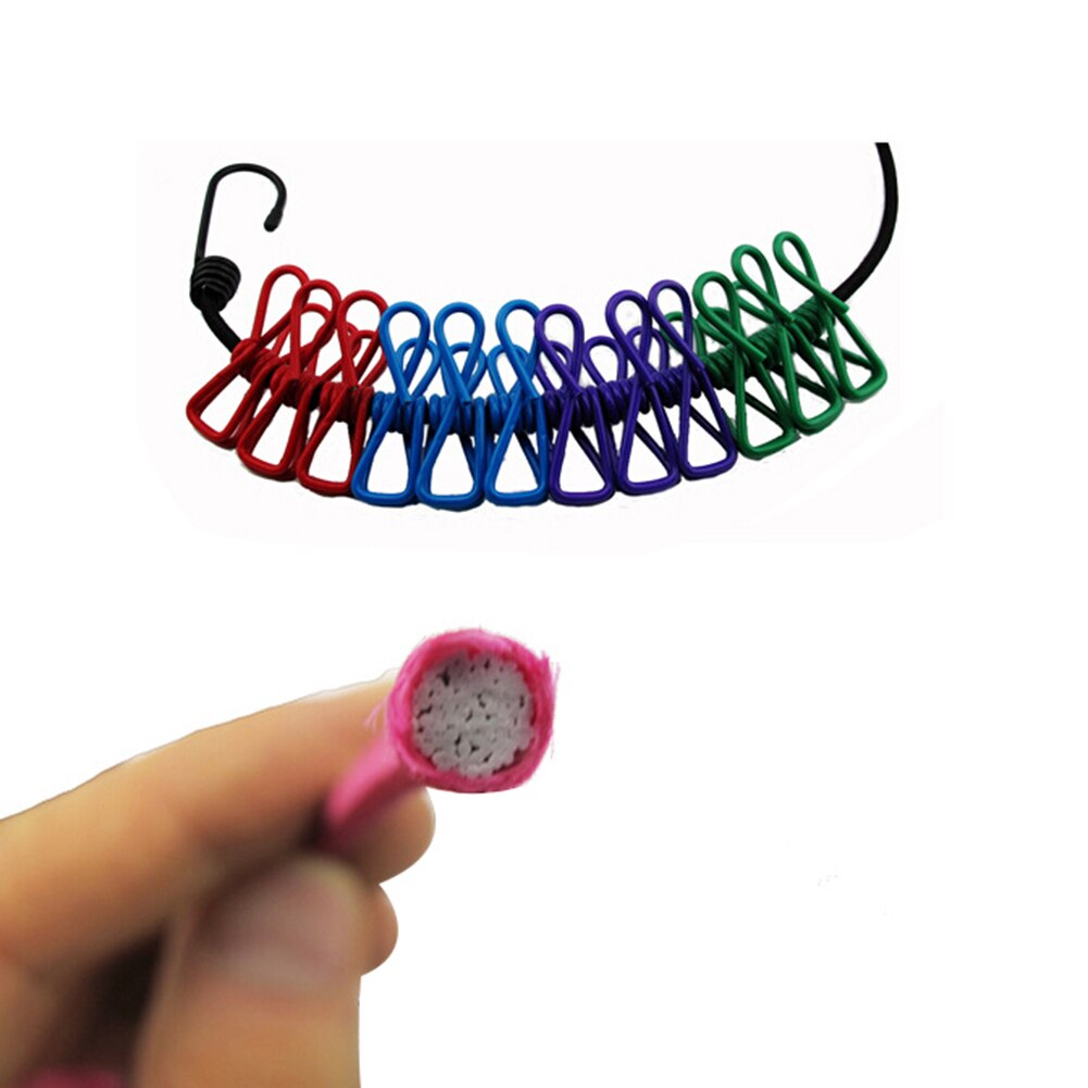 180cm elastiske udendørs tøjsnor bukser vasketøj tørre bøjle reb med 12 clips udendørs camping tørre tøj bøjle rack line