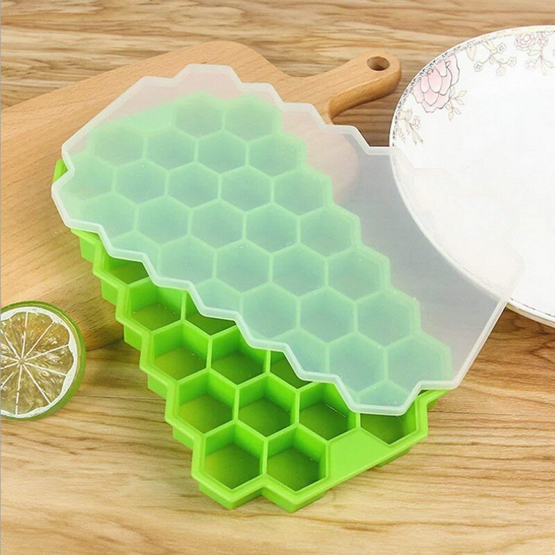 37 Cavity Ice Cube Tray Honeycomb Ice Cube Mold Food Grade Flexible Silicone Ice Molds for Whiskey Cocktail