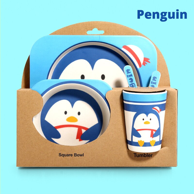 Kinderen Servies Babyvoeding Kom Kids Leuke Cartoon Jaar Kom Set Natuurlijke Bamboe Servies Milieu: E